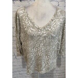Christian Siriano New York 100% Linen Flowy Asymmetrical Top Cottagecore Plus 1X
